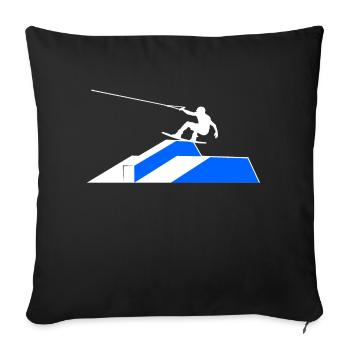 Wakeboard, Cascade, Kitesurfeur, Sports nautiques, Wakesurf - Housse de coussin décorative 45 x 45 cm - noir - Devant