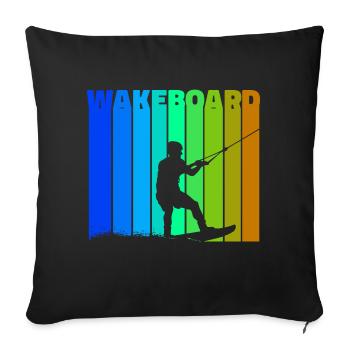 Wakeboard Saying Kitesurfer Surfing Water Sports - Sofa pillowcase 17,3'' x 17,3'' (45 x 45 cm) - black - Front