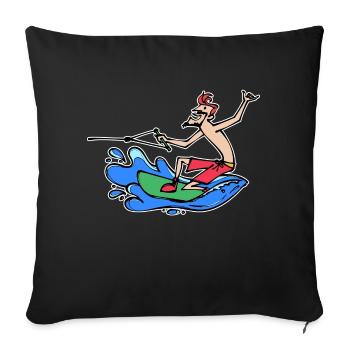Wakesurf Sports nautiques Kitesurfer Surf Wakeboard - Housse de coussin décorative 45 x 45 cm - noir - Devant