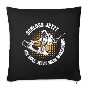 Stunt Wakeboard Planche de surf Kitesurfer Déclaration - Housse de coussin décorative 45 x 45 cm - noir - Devant