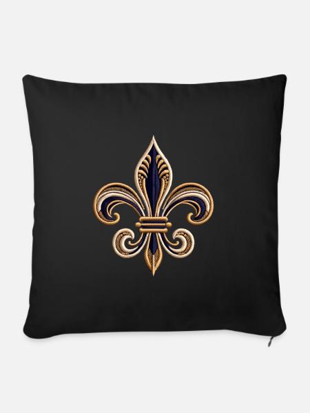 Elegantes Fleur-de-Lis Stickerei-T-Shirt - Sofakissenbezug 45 x 45 cm - Schwarz