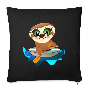 KIDS KAYAK CANOE SLOTH - Sofa pillowcase 17,3'' x 17,3'' (45 x 45 cm) - black - Front