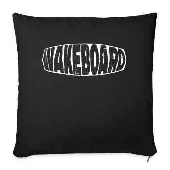 Wakeboard, Sports nautiques, Wakesurf, Planche de surf - Housse de coussin décorative 45 x 45 cm - noir - Devant