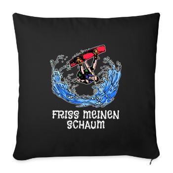 Kitesurfer Surf Déclaration Wakeboard Stunt Vague - Housse de coussin décorative 45 x 45 cm - noir - Devant