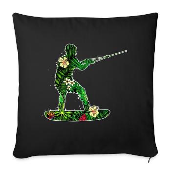 Surfing, Water Sports, Wakeboard, Surfboard, Water Skiing - Sofa pillowcase 17,3'' x 17,3'' (45 x 45 cm) - black - Front