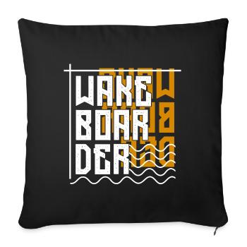 Wakeboard, Kitesurfer, Vague, Surf, Surf - Housse de coussin décorative 45 x 45 cm - noir - Devant