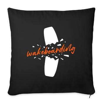 Sports nautiques Wakesurf Planche de surf Wakeboard Dicton - Housse de coussin décorative 45 x 45 cm - noir - Devant