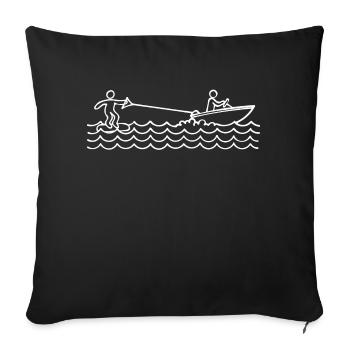 Wave Wakeboard Surfing Water Sports Surfing - Sofa pillowcase 17,3'' x 17,3'' (45 x 45 cm) - black - Front