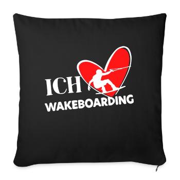 Wakeboard Statement Heart Stunt Kitesurfer Surf - Housse de coussin décorative 45 x 45 cm - noir - Devant