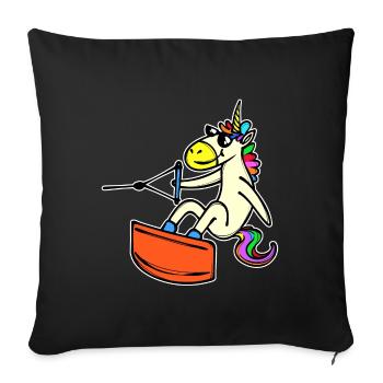 Wakeboard, Unicorn, Water Sports, Surfing, Surfing - Sofa pillowcase 17,3'' x 17,3'' (45 x 45 cm) - black - Front