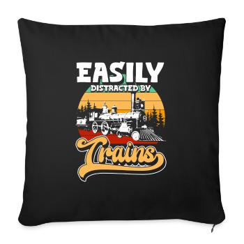 Zugführer Gleis Beruf Schaffner - Sofakissenbezug 45 x 45 cm - Schwarz - Vorne