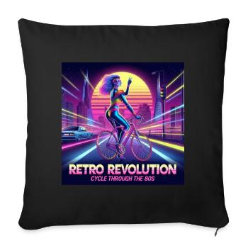 Retro revolution - 80's poster - girl on bike - Sofa pillowcase 17,3'' x 17,3'' (45 x 45 cm) - black - Front