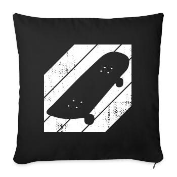 Dessin de planche à roulettes - Housse de coussin décorative 45 x 45 cm - noir - Devant