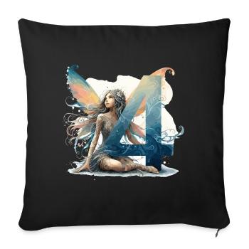 4 Jahre Fee Elfe Geburtstag Geschenk - Sofakissenbezug 45 x 45 cm - Schwarz - Vorne