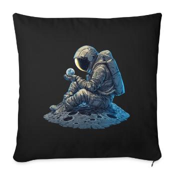 An astronaut observes the Earth - Sofa pillowcase 17,3'' x 17,3'' (45 x 45 cm) - black - Front