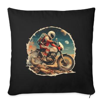 An astronaut on a motorcycle - Sofa pillowcase 17,3'' x 17,3'' (45 x 45 cm) - black - Front