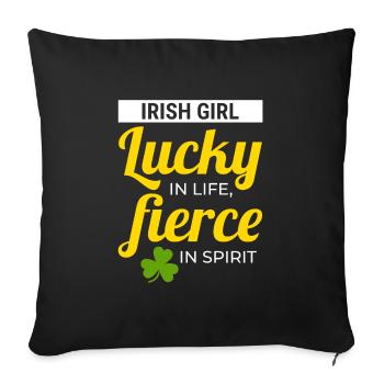Irish Girl: Lucky & Fierce Humour - Sofa pillowcase 17,3'' x 17,3'' (45 x 45 cm) - black - Front