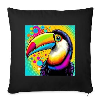 Toucan Pop Art - Housse de coussin décorative 45 x 45 cm - noir - Devant