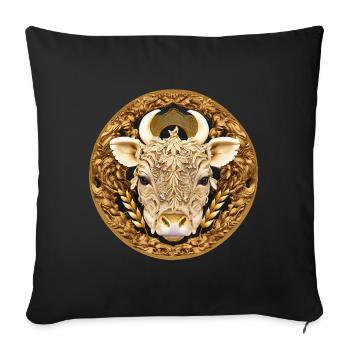 Golden Bull Head Mandala - Sofa pillowcase 17,3'' x 17,3'' (45 x 45 cm) - black - Front
