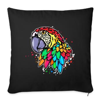 Animaux, Oiseau, Perroquet, Amoureux Des Oiseaux, Zoo, Tropical - Housse de coussin décorative 45 x 45 cm - noir - Devant