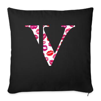 Lettre v bisous - Housse de coussin décorative 45 x 45 cm - noir - Devant