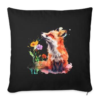 Watercolor Fox, Fox - Sofa pillowcase 17,3'' x 17,3'' (45 x 45 cm) - black - Front