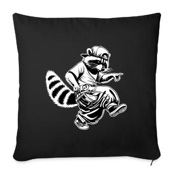 Hiphop Raccoon - Sofa pillowcase 17,3'' x 17,3'' (45 x 45 cm) - black - Front