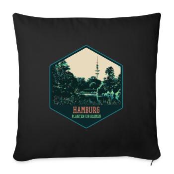 Illustration, Planten un Blomen park in Hamburg - Sofa pillowcase 17,3'' x 17,3'' (45 x 45 cm) - black - Front