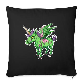 Illustration de licorne zombie - Housse de coussin décorative 45 x 45 cm - noir - Devant