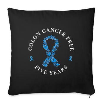 Colon cancer free 5 years - Sofa pillowcase 17,3'' x 17,3'' (45 x 45 cm) - black - Front
