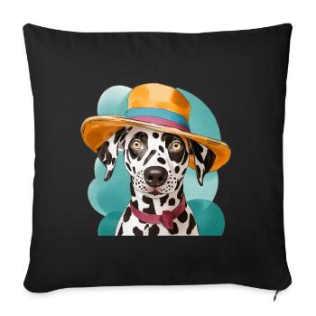 Funny Dalmatian with hat - Sofa pillowcase 17,3'' x 17,3'' (45 x 45 cm) - black - Front