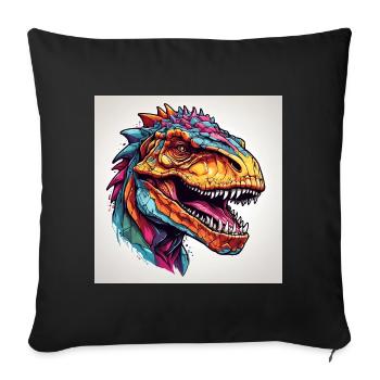 coloré Tyrannosaurus Rex T-Rex - Housse de coussin décorative 45 x 45 cm - noir - Devant