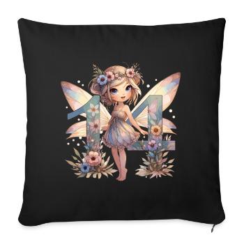 14 ans fée elfe mignon cadeau d’anniversaire - Housse de coussin décorative 45 x 45 cm - noir - Devant