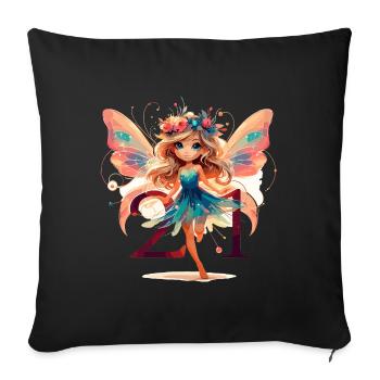 21 ans de conception de fée elfe - Housse de coussin décorative 45 x 45 cm - noir - Devant