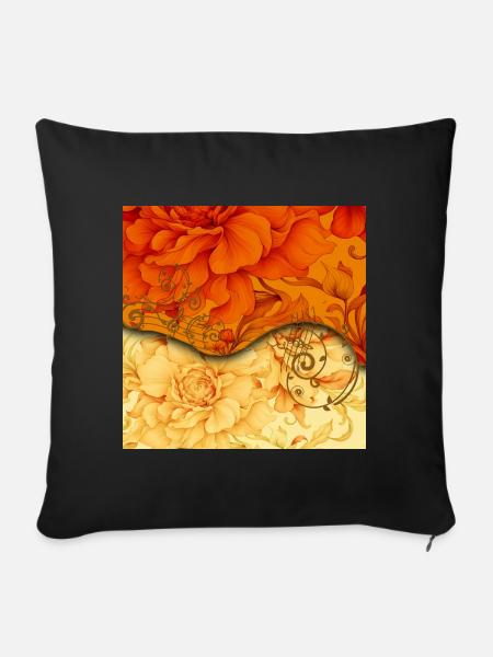 Elegantes florales Design - Sofakissenbezug 45 x 45 cm - Schwarz