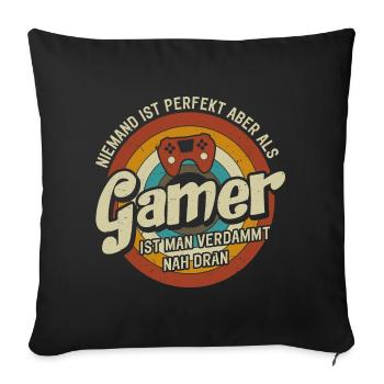 Joueur Personne n’est parfait qu’en tant que joueur - Housse de coussin décorative 45 x 45 cm - noir - Devant