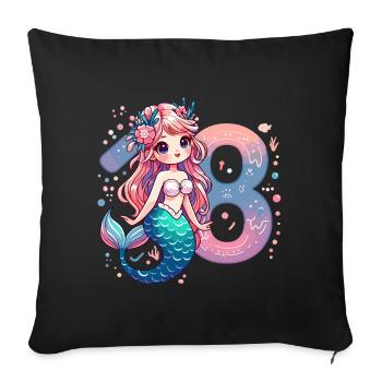18 ans sirène doux cadeau d’anniversaire - Housse de coussin décorative 45 x 45 cm - noir - Devant