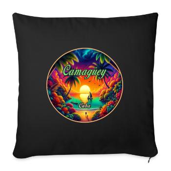 Camagüey Kuba Paradies Sonnen Design - Sofakissenbezug 45 x 45 cm - Schwarz - Vorne