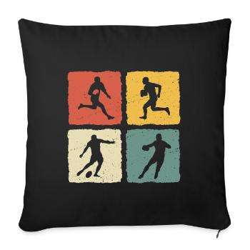 Retro Rugby T-Shirt - Sofa pillowcase 17,3'' x 17,3'' (45 x 45 cm) - black - Front