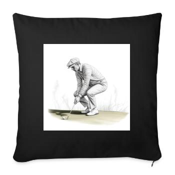Golfeur avec -club - Housse de coussin décorative 45 x 45 cm - noir - Devant