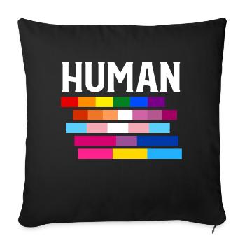 Fierté LGBT HUMAINE - Housse de coussin décorative 45 x 45 cm - noir - Devant