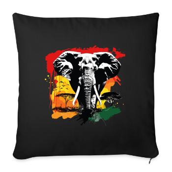Éléphant Afrique Safari Nature nature sauvage aquarelle Art - Housse de coussin décorative 45 x 45 cm - noir - Devant
