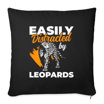 Leopard Jagd Großkatze Tier - Sofakissenbezug 45 x 45 cm - Schwarz - Vorne