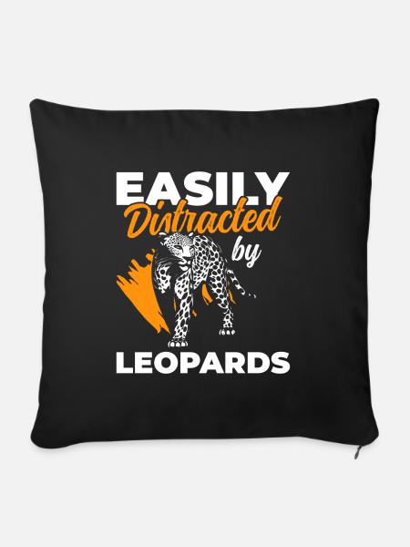Leopard Jagd Großkatze Tier - Sofakissenbezug 45 x 45 cm - Schwarz