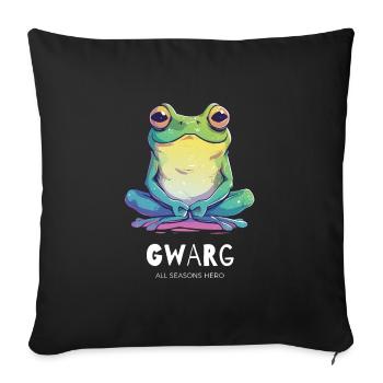 Drôle de tenue pour je-sais-tout, grenouille, crapaud - Housse de coussin décorative 45 x 45 cm - noir - Devant