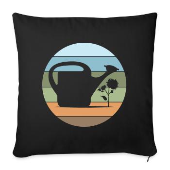 Arrosoir Jardinier Jardin Amour Fleurs Plantes - Housse de coussin décorative 45 x 45 cm - noir - Devant