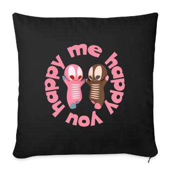 happy me happy you Cute kawaii figure - Sofa pillowcase 17,3'' x 17,3'' (45 x 45 cm) - black - Front