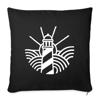 Le phare blanc et l'océan - Housse de coussin décorative 45 x 45 cm - noir - Devant