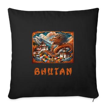 Bhutan dragon Buddha Thimphu - Sofa pillowcase 17,3'' x 17,3'' (45 x 45 cm) - black - Front
