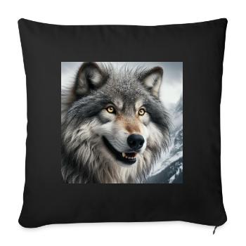 Wolf - Sofakissenbezug 45 x 45 cm - Schwarz - Vorne